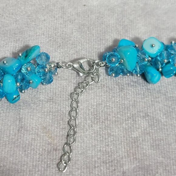 Blue Shell and Multi Gemstone Necklace - Picture 6 of 11